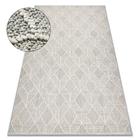 Dywan geometryczny JERSEY 19231 szary, pętelkowy, strukturalny BOHO