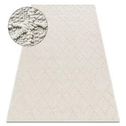 Dywan geometryczny BOHO w kremowym kolorze, nowoczesny styl, pętelkowy