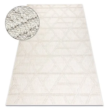 Dywan kremowy JERSEY 19241 w geometryczny wzór BOHO, pętelkowy materiał