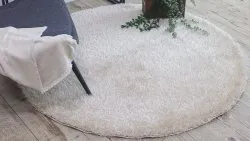 Kremowy dywan BUENOS w kształcie koła, stylowy shaggy