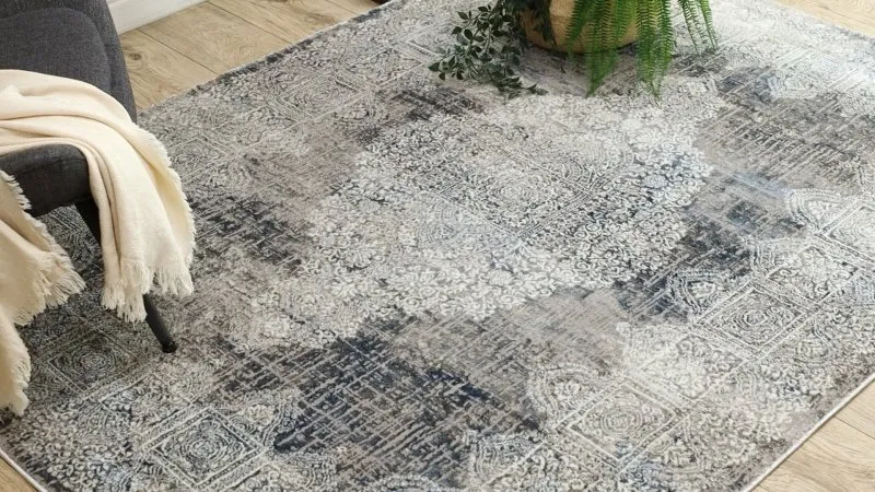 Kremowo-niebieski dywan BLISS Z214AZ221, styl nowoczesny, idealny do każdego wnętrza