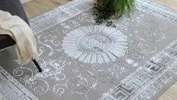 Ciemnoszary dywan BLISS Z160AZ246 z greckim wzorem, elegancki styl