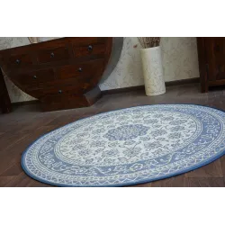Dywan w stylu boho z niebieskimi akcentami, idealny do pokoju dziecięcego