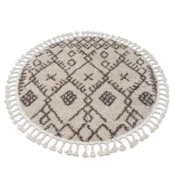 Dywan BERBER TANGER B5940 koło krem / brąz Frędzle berberyjski marokański shaggy