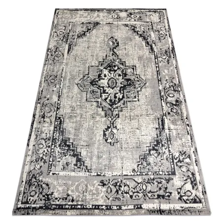 Dywan w stylu vintage z rozetą, szary/czarny, 120x170cm, klasyczny dywan