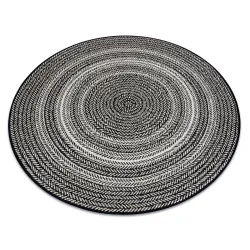 Dywan okrągły z sizalu w kolorze czarnym, styl boho, naturalny materiał