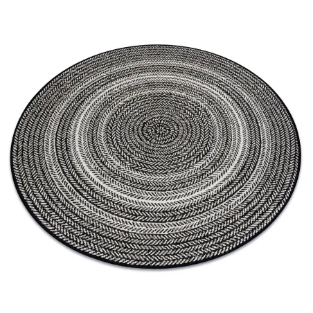 Dywan okrągły z sizalu w kolorze czarnym, styl boho, naturalny materiał