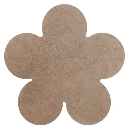 Dywan SHAPE 3106 Kwiatek - beżowy pluszowy, antypoślizgowy, do prania