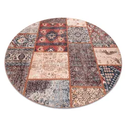 Dywan ANTIKA w odcieniu rdzy, nowoczesny patchwork, do prania - terakota