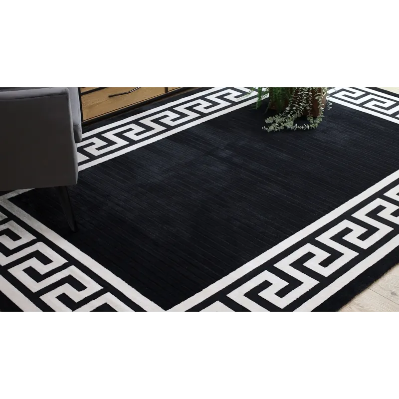 Czarny dywan PEARL w stylu greckim, elegancki design