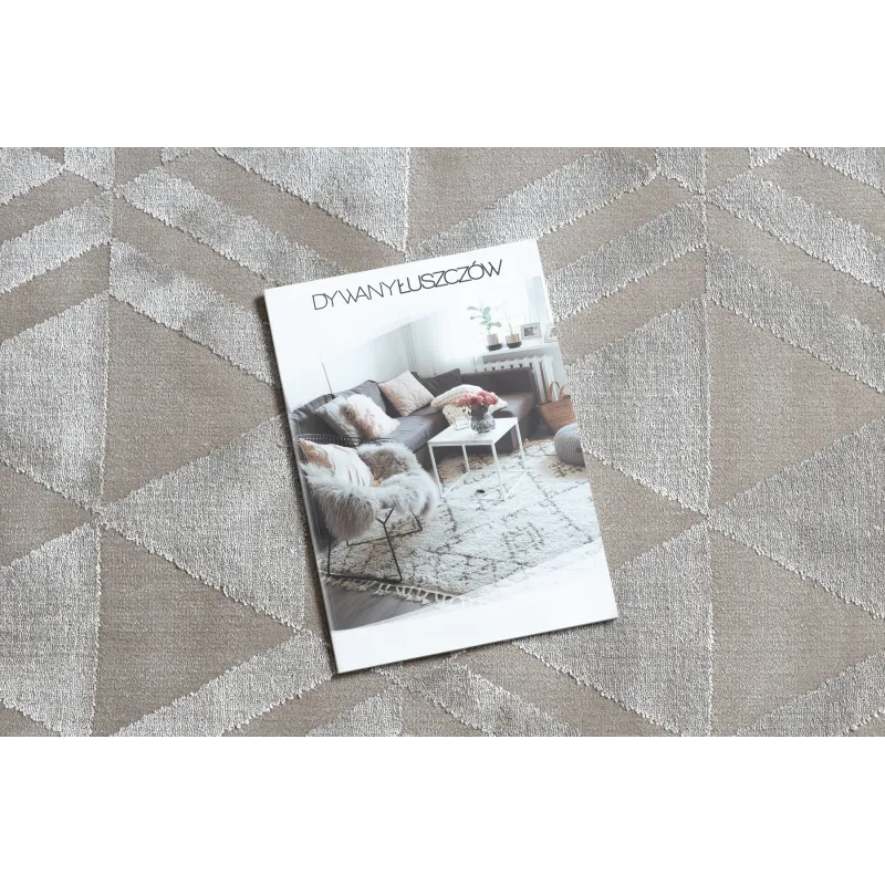 Beżowy dywan PEARL 51323C w stylu geometrycznym, ekskluzywne wykończenie