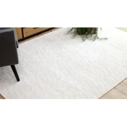 Kremowy dywan PEARL 51321A w nowoczesnym stylu geometrycznym