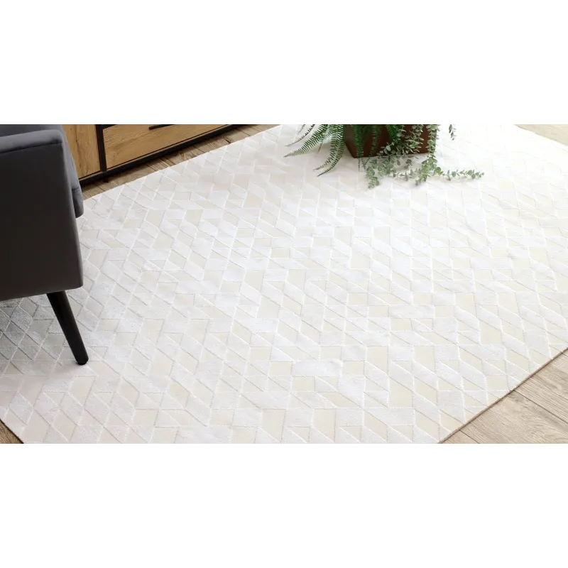 Kremowy dywan PEARL 51321A w nowoczesnym stylu geometrycznym