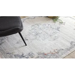 Dywan DISTIN 0826A w biało-niebiesko-zielone ornamenty, nowoczesny styl