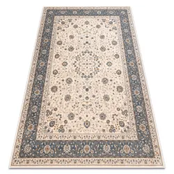 Dywan wełniany NAIN Ornament, ramka 7179/51643 beż / niebieski