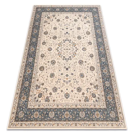 Dywan wełniany NAIN Ornament, beżowo-niebieski, elegancki dodatek do wnętrz