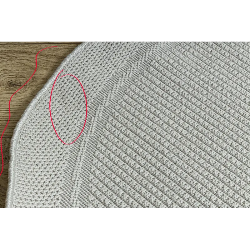 Okrągły dywan TIMO 5979 w białej ramce, stylowy dodatek do ogrodu
