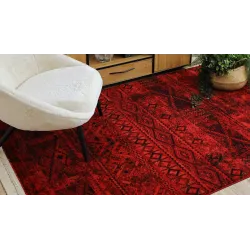 Dywan w kolorze bordowym i czarnym, elegancki dywan orientalny do salonu