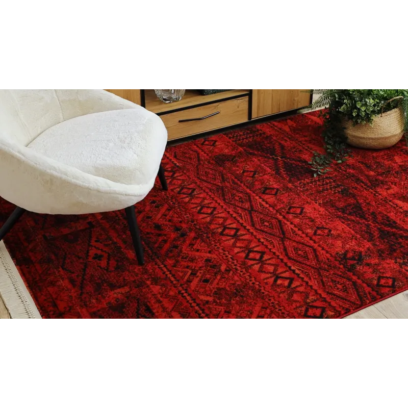 Dywan w kolorze bordowym i czarnym, elegancki dywan orientalny do salonu