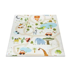 Dywan dziecięcy BAMBINO 1165 Zoo, beżowy, antypoślizgowy, do pokoju dziecięcego
