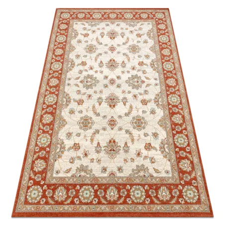 Dywan wełniany SOHO w naturalnym beżu i terakocie, elegancki ornament