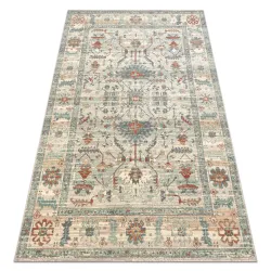 Dywan wełniany SOHO 477.09.LA100 w stylu Boho, naturalny beż i zieleń