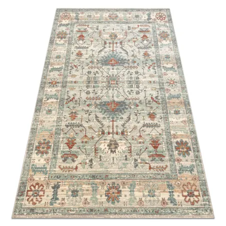 Dywan wełniany SOHO 477.09.LA100 w stylu Boho, naturalny beż i zieleń