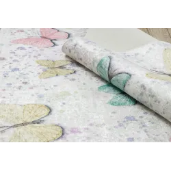 Kremowy dywan dziecięcy BAMBINO 1610 w motyle, idealny do pokoju dziecięcego