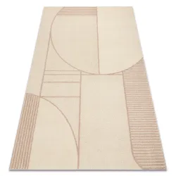Dywan geometryczny FLUX w odcieniach beżu i różu, wełniany, do salonu