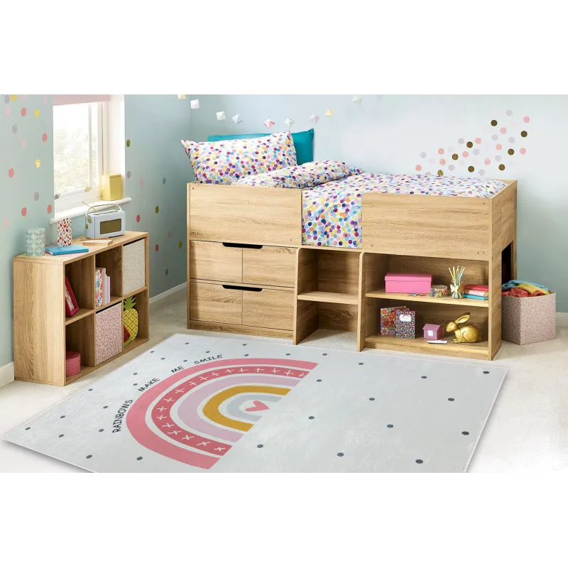 Biały i różowy dywan do prania BAMBINO 47810, idealny do pokoju dziecięcego