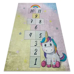 Dywan BAMBINO 54060 Jednorożec, różowy i żółty, antypoślizgowy dla dzieci