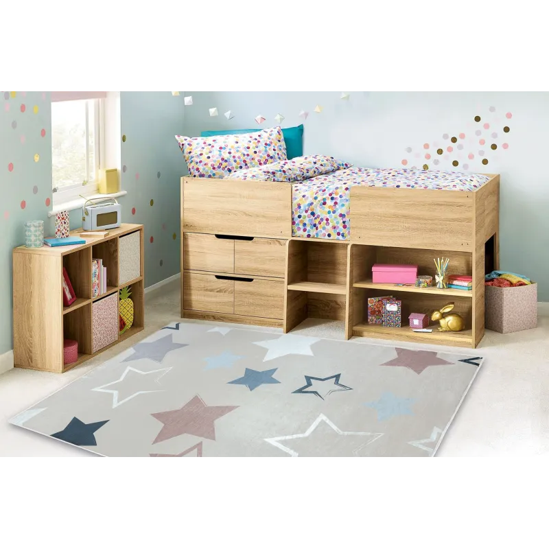 Beżowy dywan dziecięcy BAMBINO 48130, stylowe gwiazdki dla maluchów