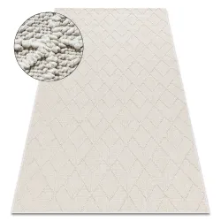 Dywan geometryczny BOHO w kremowym kolorze, strukturalny, 2 gatunek