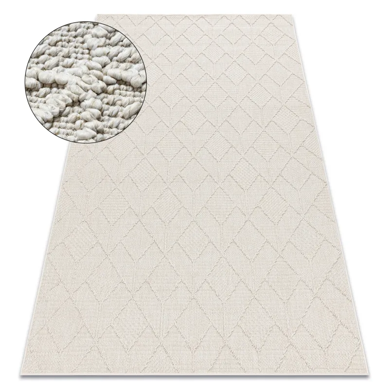 Dywan geometryczny BOHO w kremowym kolorze, strukturalny, 2 gatunek