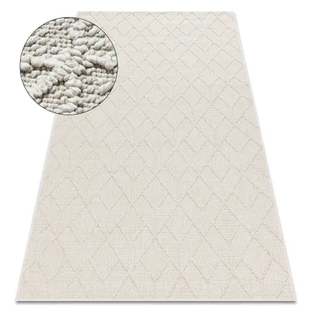 Dywan geometryczny BOHO w kremowym kolorze, strukturalny, 2 gatunek
