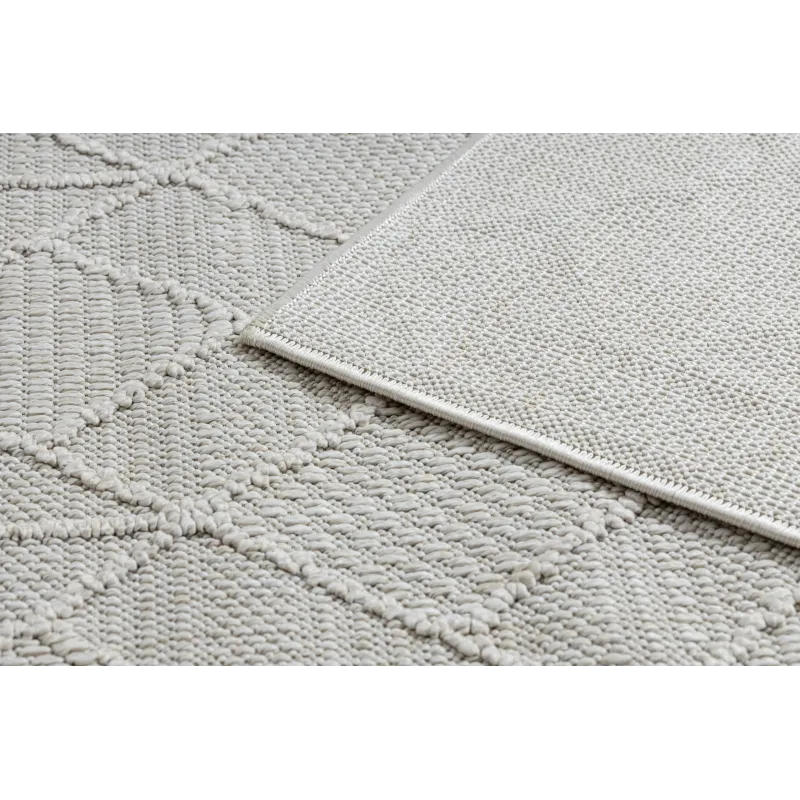 Dywan o strukturze pętelkowej w kolorze kremowym, styl BOHO