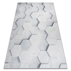 Dywan do prania ANDRE 1180 Plaster Miodu, sześcian 3D antypoślizgowy - szary - 2 GATUNEK