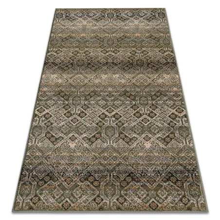 Dywan wełniany NAIN Ornament w zielono-beżowe kwiaty, elegancki dywan do salonu