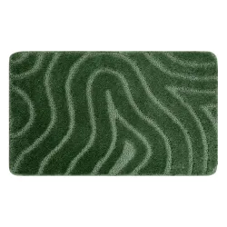 Zielony dywan łazienkowy SUPREME WAVES, miękki i antypoślizgowy