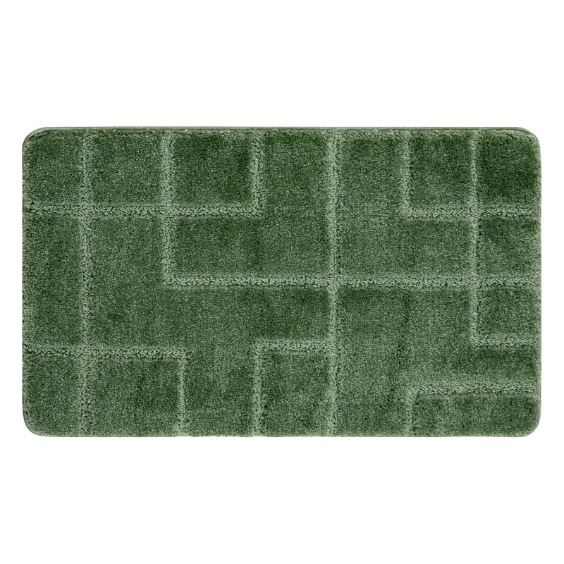 Zielony dywan łazienkowy SUPREME LINES, miękki, antypoślizgowy, nowoczesny