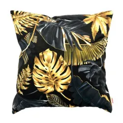 Poduszka dekoracyjna z motywem złotych liści 60x60 cm, elegancka poduszka do salonu