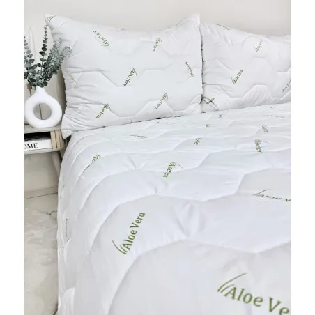 Zestaw letni kołdra i poduszka Aloe Vera Green z mikrowłókna 100 g/m²