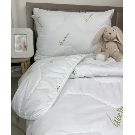 Zestaw letni dla dzieci Aloe Vera Green, kołdra i poduszka 100x135/40x60 cm