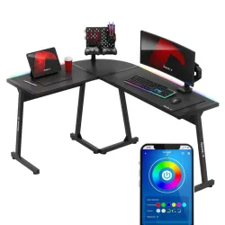 Biurko gamingowe narożne Hero 6.0 RGB Black 147 cm