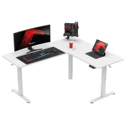 Biurko gamingowe narożne elektryczne Hero 9.5 White 160 cm