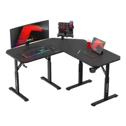 Biurko gamingowe narożne z regulacją Hero 7.3 Black 140 cm