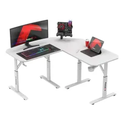 Biurko gamingowe narożne z regulacją Hero 7.3 White 140 cm