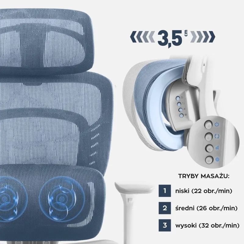 Fotel biurowy z masażem Visioner 6.1 Grey 2