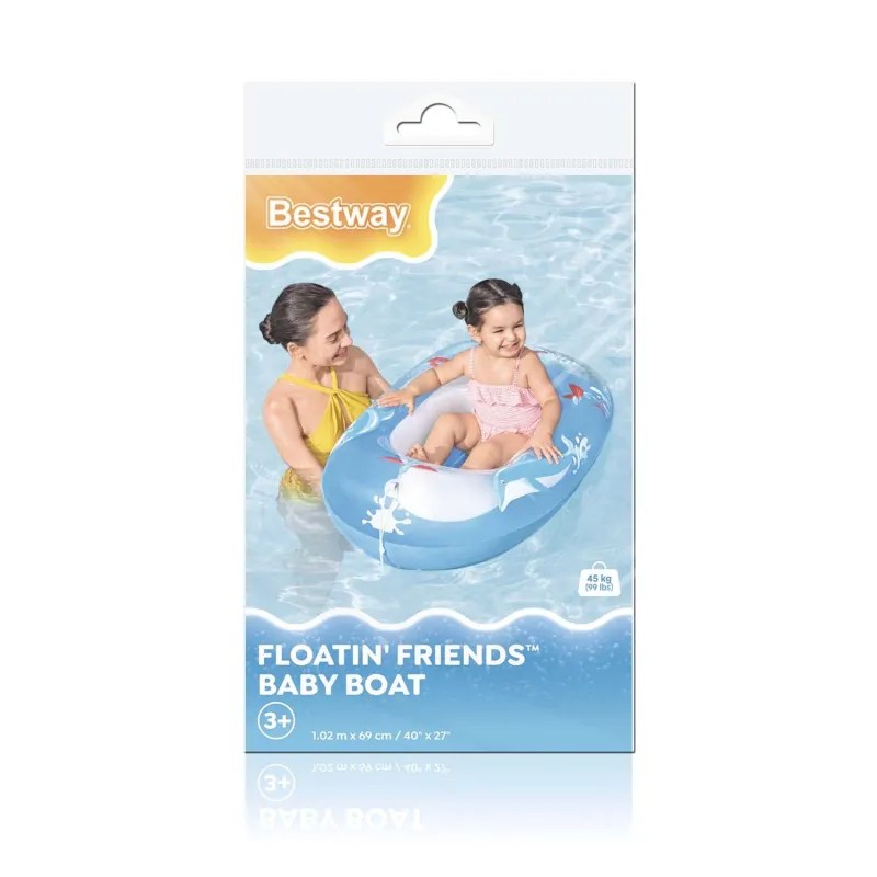 Ponton plażowy delfin 102 x 69 cm, wygodny materiał do pływania Bestway 34037