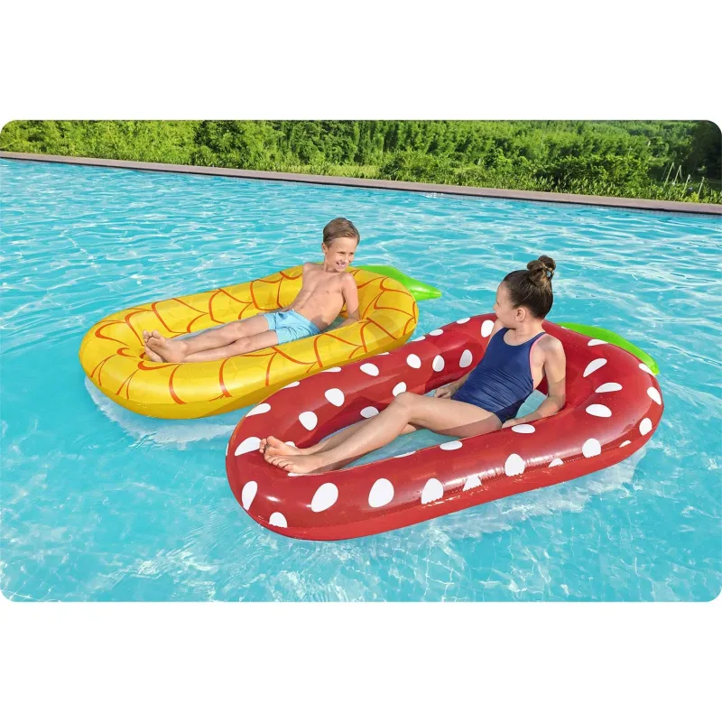Dmuchany materac ananasowy, idealny do zabawy w ogrodzie lub na plaży